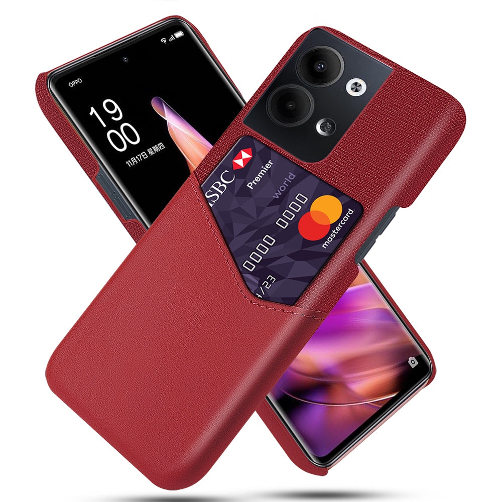 For Oppo Reno9 5G / Reno9 Pro 5G Cloth Texture Phone Case Card Holder PU Leather Coated PC Cover
