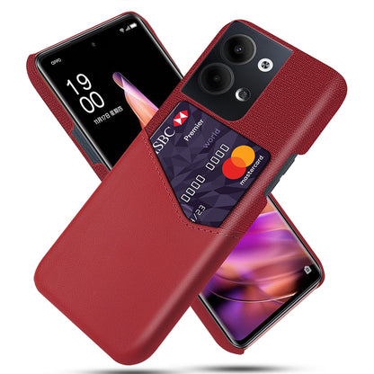 For Oppo Reno9 5G / Reno9 Pro 5G Cloth Texture Phone Case Card Holder PU Leather Coated PC Cover
