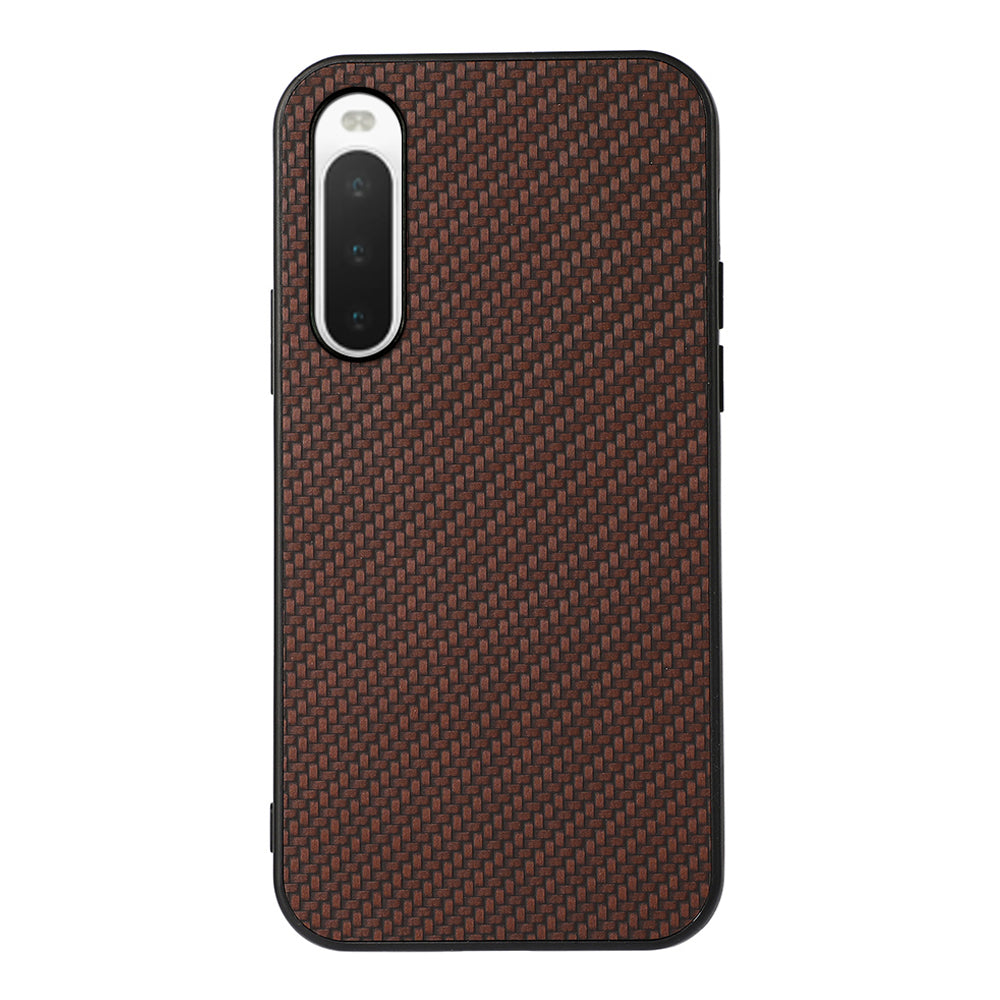 For Sony Xperia 10 V PU Leather + TPU Shockproof Phone Case Carbon Fiber Texture Anti-slip Cover