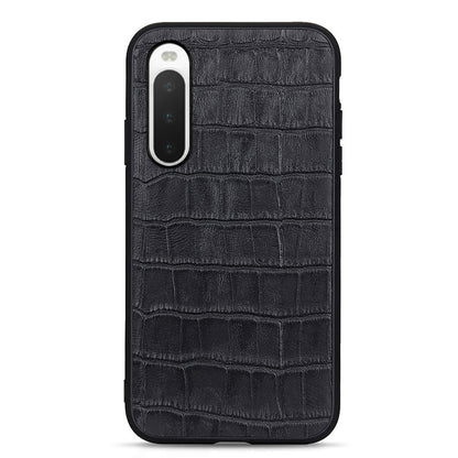 For Sony Xperia 10 V Genuine Leather Coated TPU Shockproof Phone Case Crocodile Texture Anti-Scratch Cover