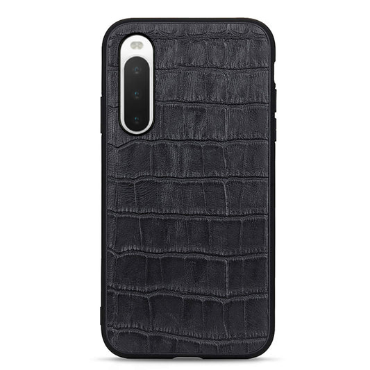 For Sony Xperia 10 V Genuine Leather Coated TPU Shockproof Phone Case Crocodile Texture Anti-Scratch Cover