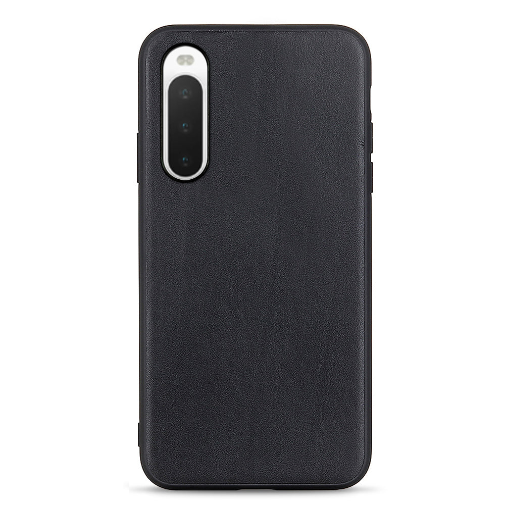 For Sony Xperia 10 V Genuine Leather Coated TPU Soft Grip Cover Textured Shockproof Phone Case