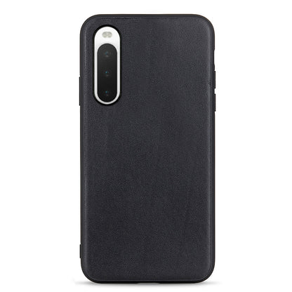 For Sony Xperia 10 V Genuine Leather Coated TPU Soft Grip Cover Textured Shockproof Phone Case
