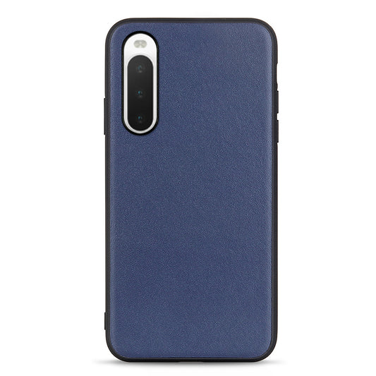 For Sony Xperia 10 V Genuine Leather Coated TPU Soft Grip Cover Textured Shockproof Phone Case