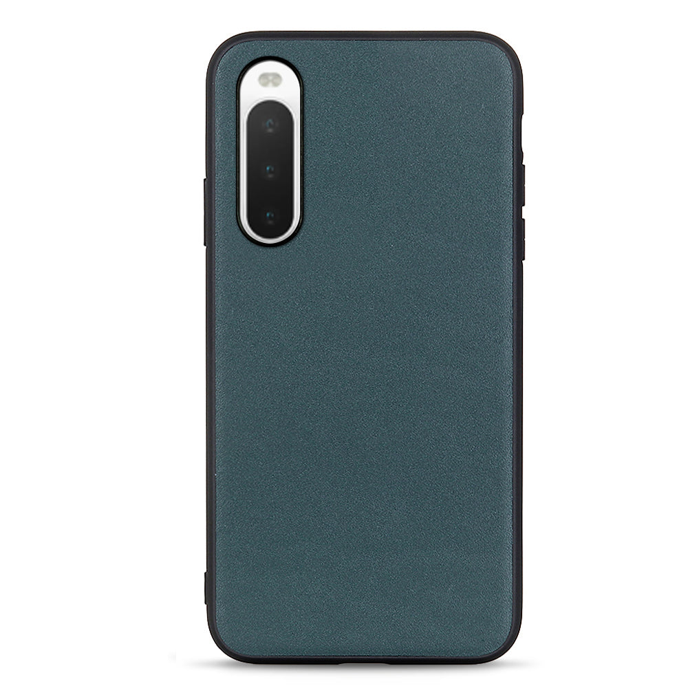 For Sony Xperia 10 V Genuine Leather Coated TPU Soft Grip Cover Textured Shockproof Phone Case