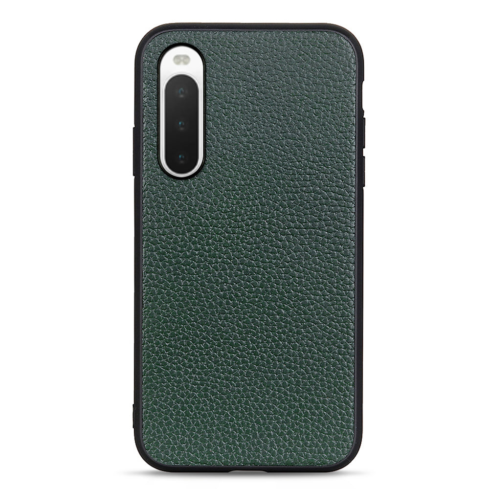 For Sony Xperia 10 V Genuine Leather + PC + TPU Shockproof Phone Case Litchi Texture Anti-Scratch Cover