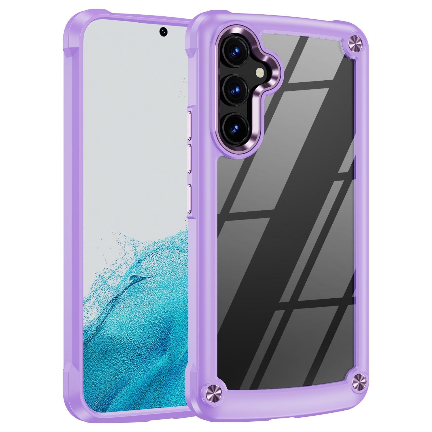 For Samsung Galaxy A34 5G Alloy Lens Frame Drop-proof Phone Case PC+TPU Hybrid Back Cover