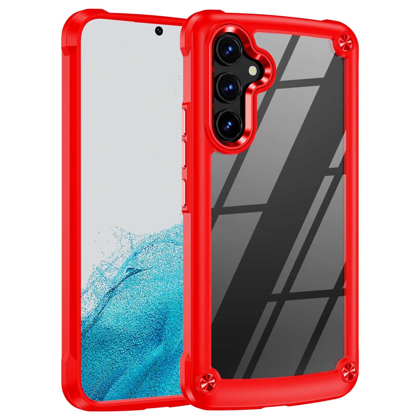 For Samsung Galaxy A34 5G Alloy Lens Frame Drop-proof Phone Case PC+TPU Hybrid Back Cover