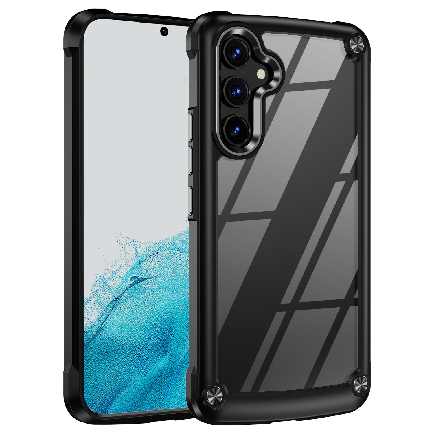 For Samsung Galaxy A34 5G Alloy Lens Frame Drop-proof Phone Case PC+TPU Hybrid Back Cover