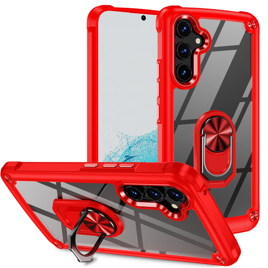 For Samsung Galaxy A54 5G Ring Kickstand Phone Case Alloy Lens Frame PC + TPU Protective Cover
