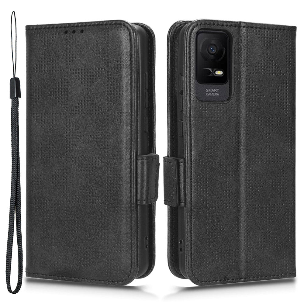 For TCL Ion X Leather Phone Case Wallet Stand Imprinted Triangle Anti-Drop Phone Cover