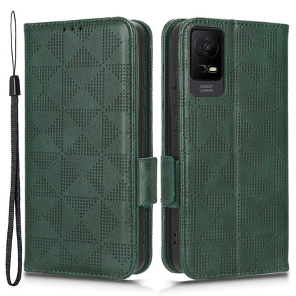 For TCL Ion X Leather Phone Case Wallet Stand Imprinted Triangle Anti-Drop Phone Cover
