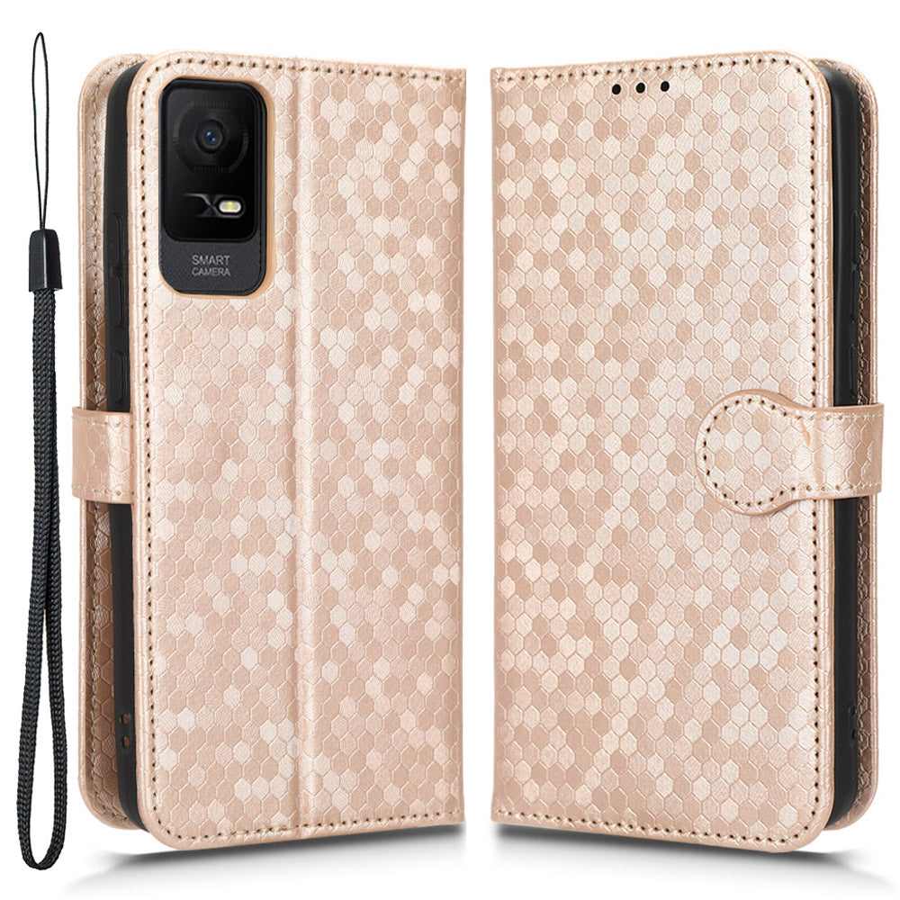 For TCL Ion X PU Leather Stand Wallet Phone Case Dot Pattern Imprinted Smartphone Cover