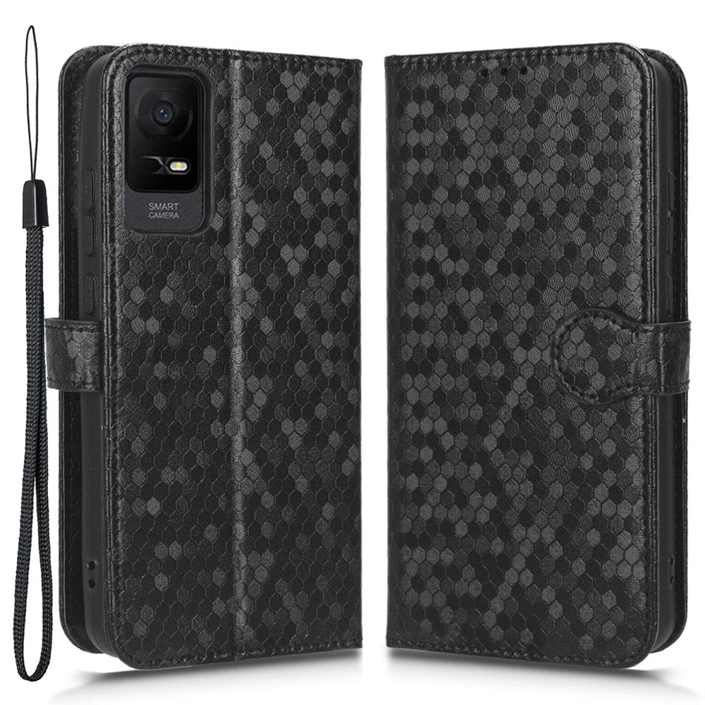 For TCL Ion X PU Leather Stand Wallet Phone Case Dot Pattern Imprinted Smartphone Cover