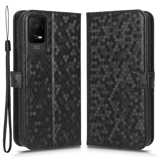 For TCL Ion X PU Leather Stand Wallet Phone Case Dot Pattern Imprinted Smartphone Cover