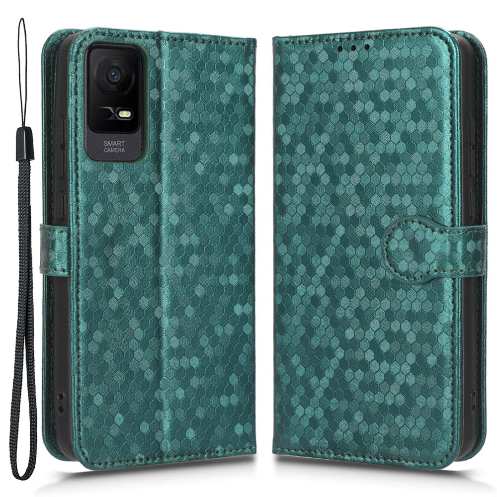 For TCL Ion X PU Leather Stand Wallet Phone Case Dot Pattern Imprinted Smartphone Cover