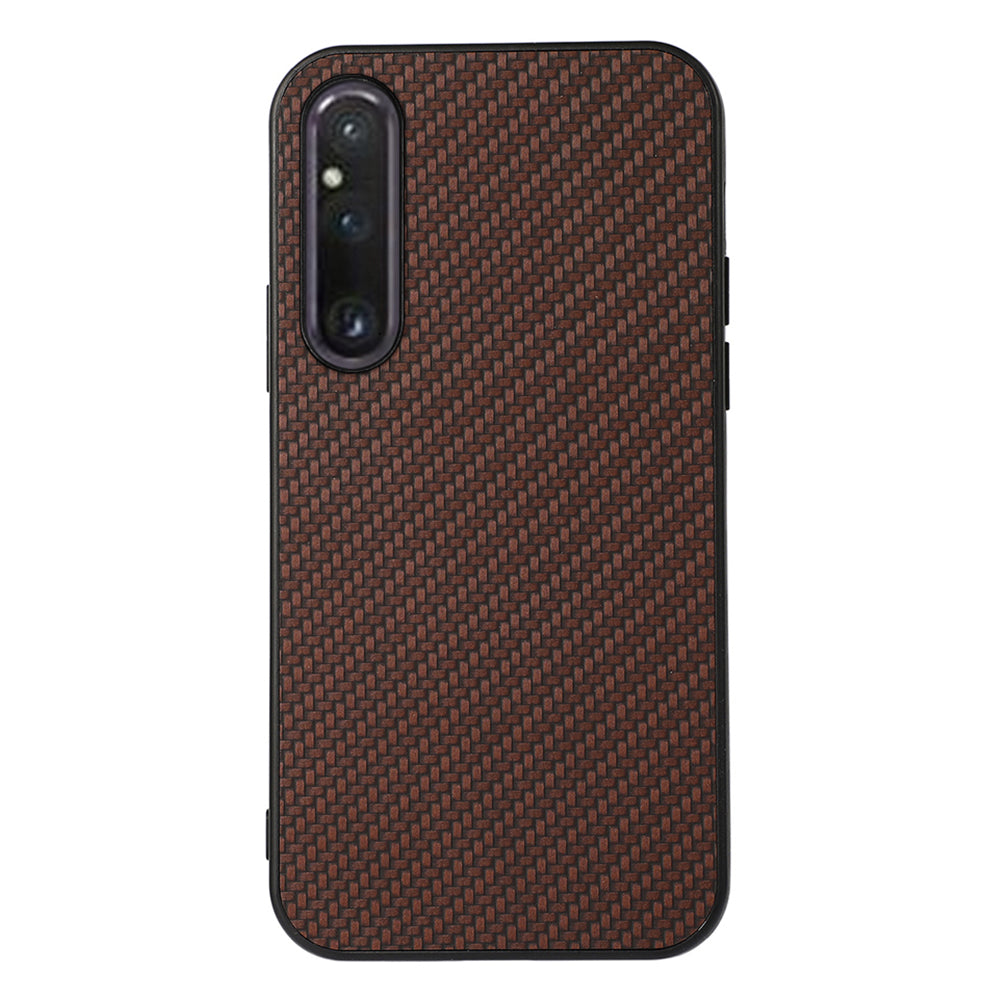 For Sony Xperia 1 V Slim Carbon Fiber Texture Phone Case  PU Leather Coated TPU Drop Protection Cover