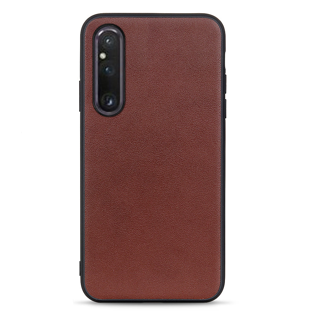 For Sony Xperia 1 V Anti-Scratch Genuine Leather + TPU Phone Case Textured Drop Protection Cell Phone Cover