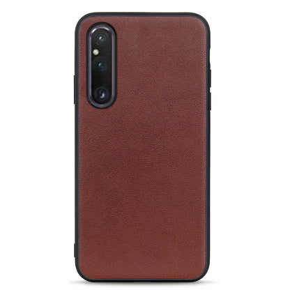 For Sony Xperia 1 V Anti-Scratch Genuine Leather + TPU Phone Case Textured Drop Protection Cell Phone Cover