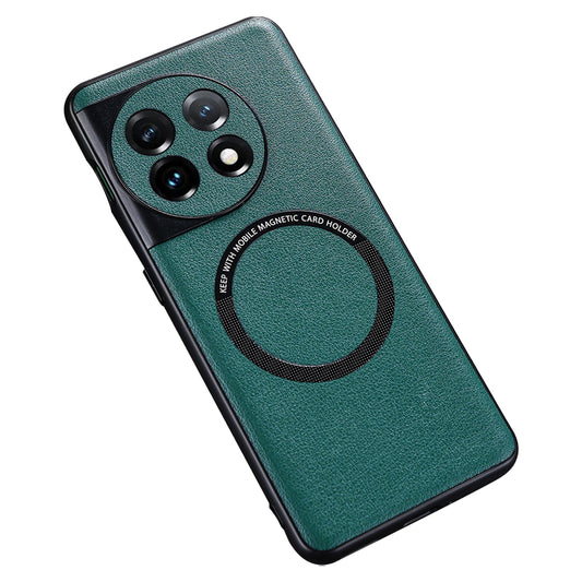 For OnePlus Ace 2 5G / 11R 5G Compatible with MagSafe Charger PU Leather Coated TPU+PC Anti-drop Cover Phone Case