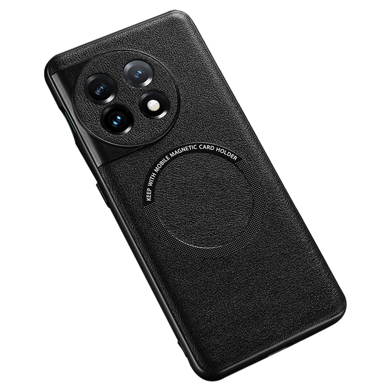 For OnePlus Ace 2 5G / 11R 5G Compatible with MagSafe Charger PU Leather Coated TPU+PC Anti-drop Cover Phone Case