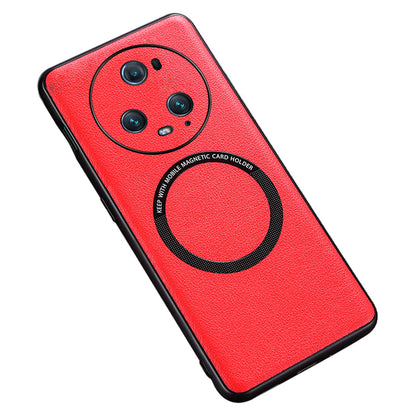 Back Case for Honor Magic5 Pro PU Leather Coated TPU+PC Phone Cover Compatible with MagSafe Charger