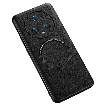 Back Case for Honor Magic5 Pro PU Leather Coated TPU+PC Phone Cover Compatible with MagSafe Charger