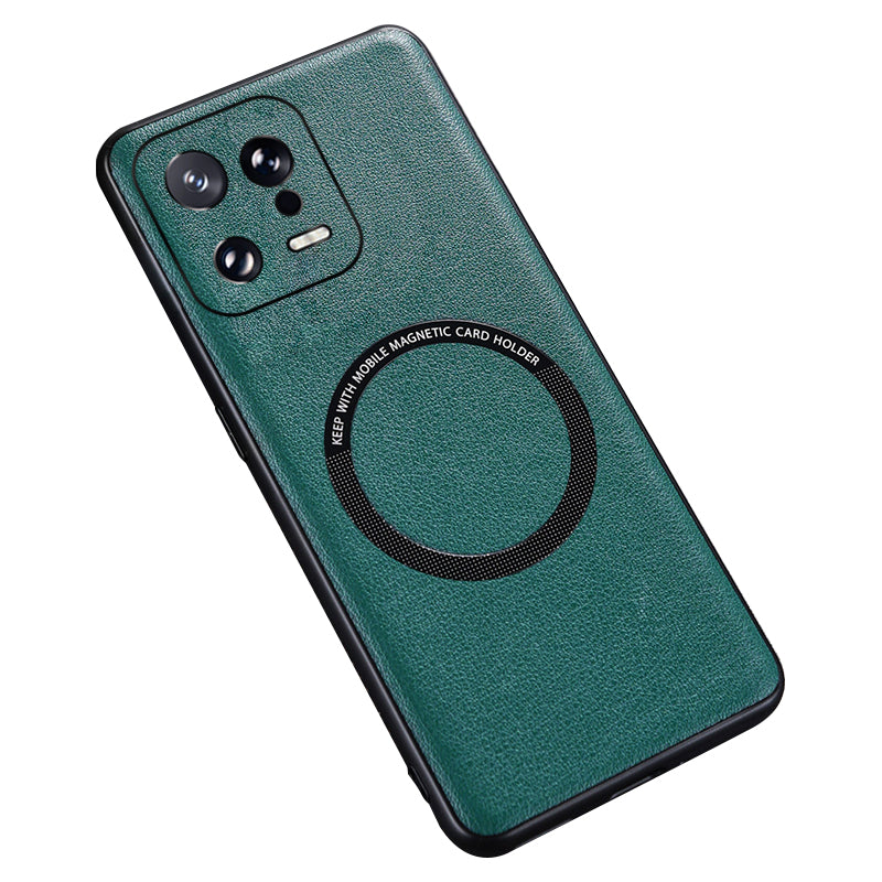 PU Leather Coated TPU+PC Back Case for Xiaomi 13 Pro 5G Phone Cover Compatible with MagSafe Charger