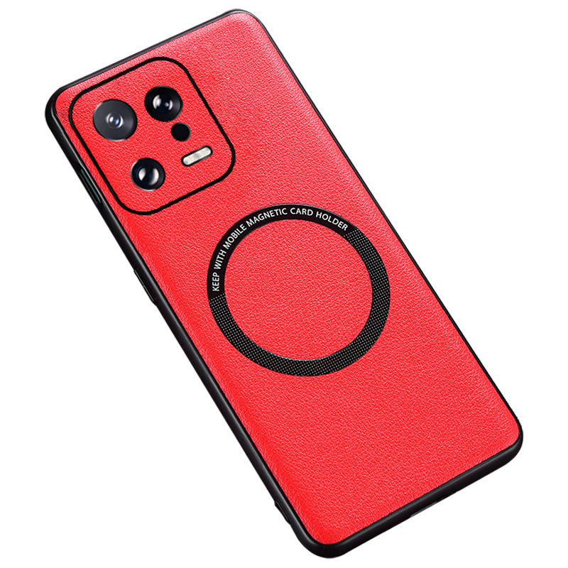 PU Leather Coated TPU+PC Back Case for Xiaomi 13 Pro 5G Phone Cover Compatible with MagSafe Charger