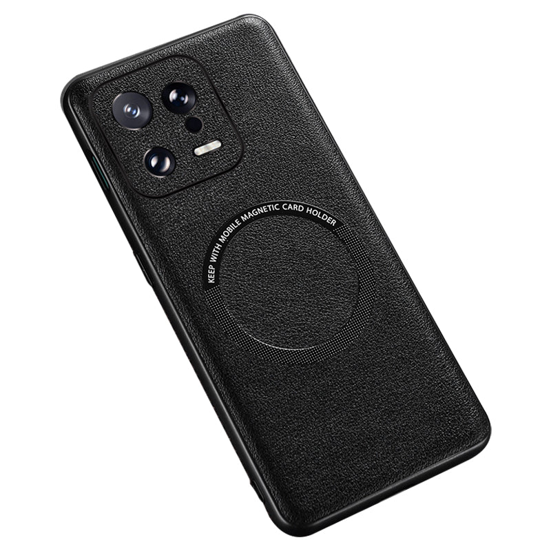 PU Leather Coated TPU+PC Back Case for Xiaomi 13 Pro 5G Phone Cover Compatible with MagSafe Charger