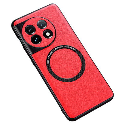 Compatible with MagSafe Charger Case for OnePlus 11 5G PU Leather Coated TPU+PC Phone Back Cover