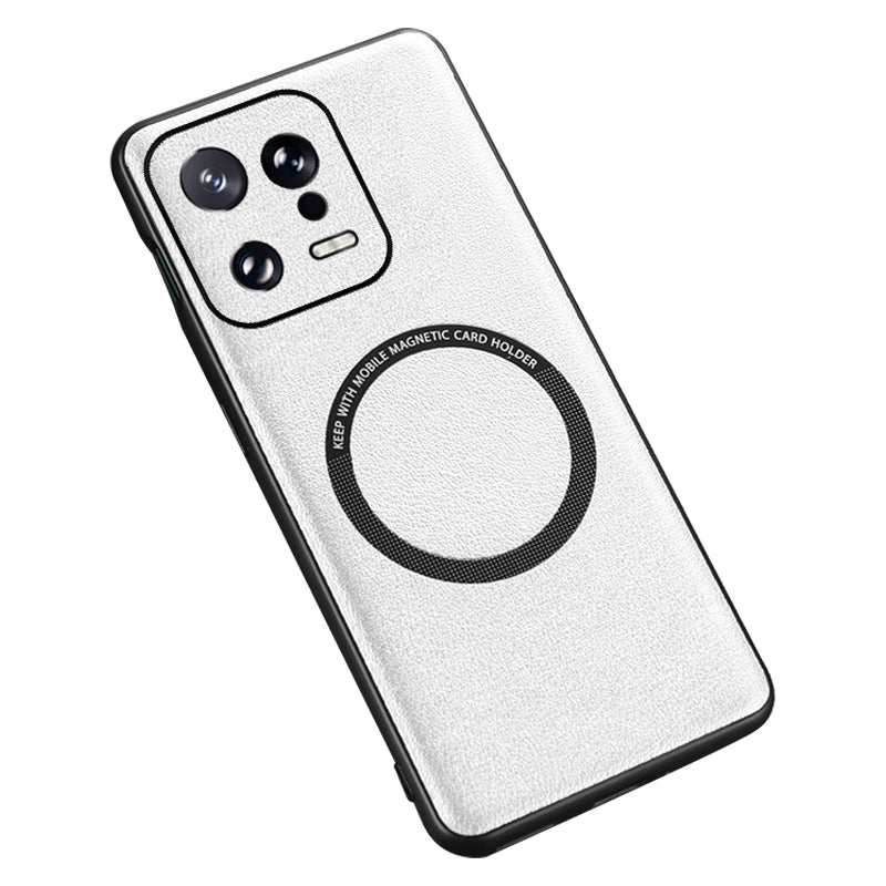 For Xiaomi 13 5G PU Leather Coated TPU+PC Cover Compatible with MagSafe Charger Phone Case