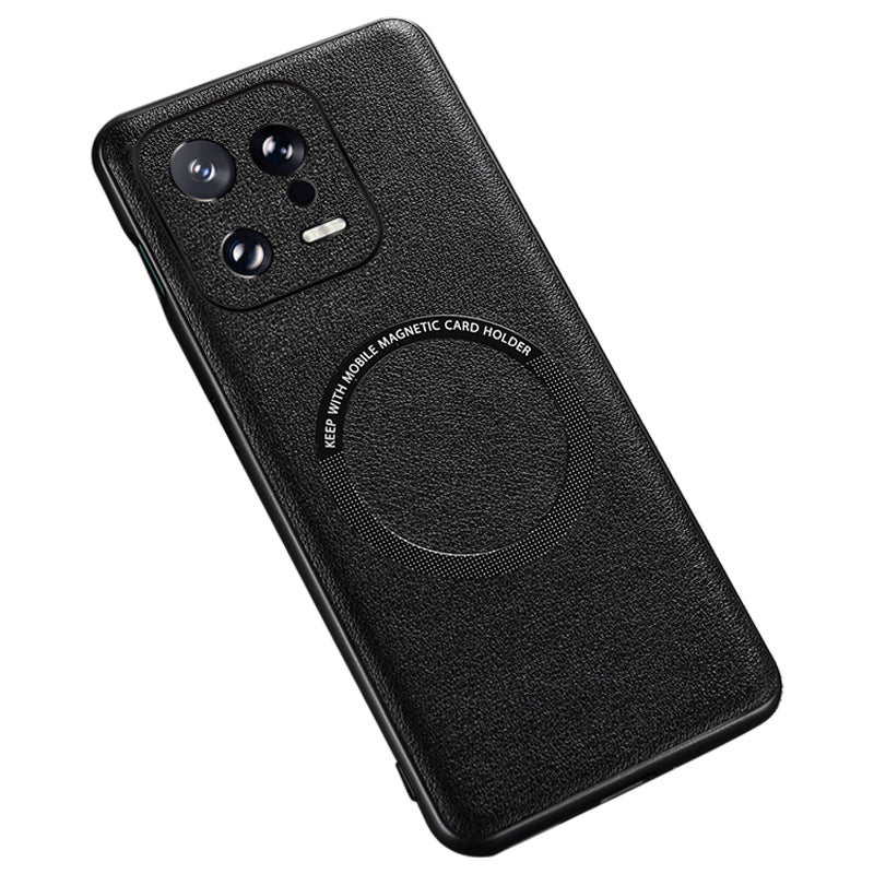 For Xiaomi 13 5G PU Leather Coated TPU+PC Cover Compatible with MagSafe Charger Phone Case