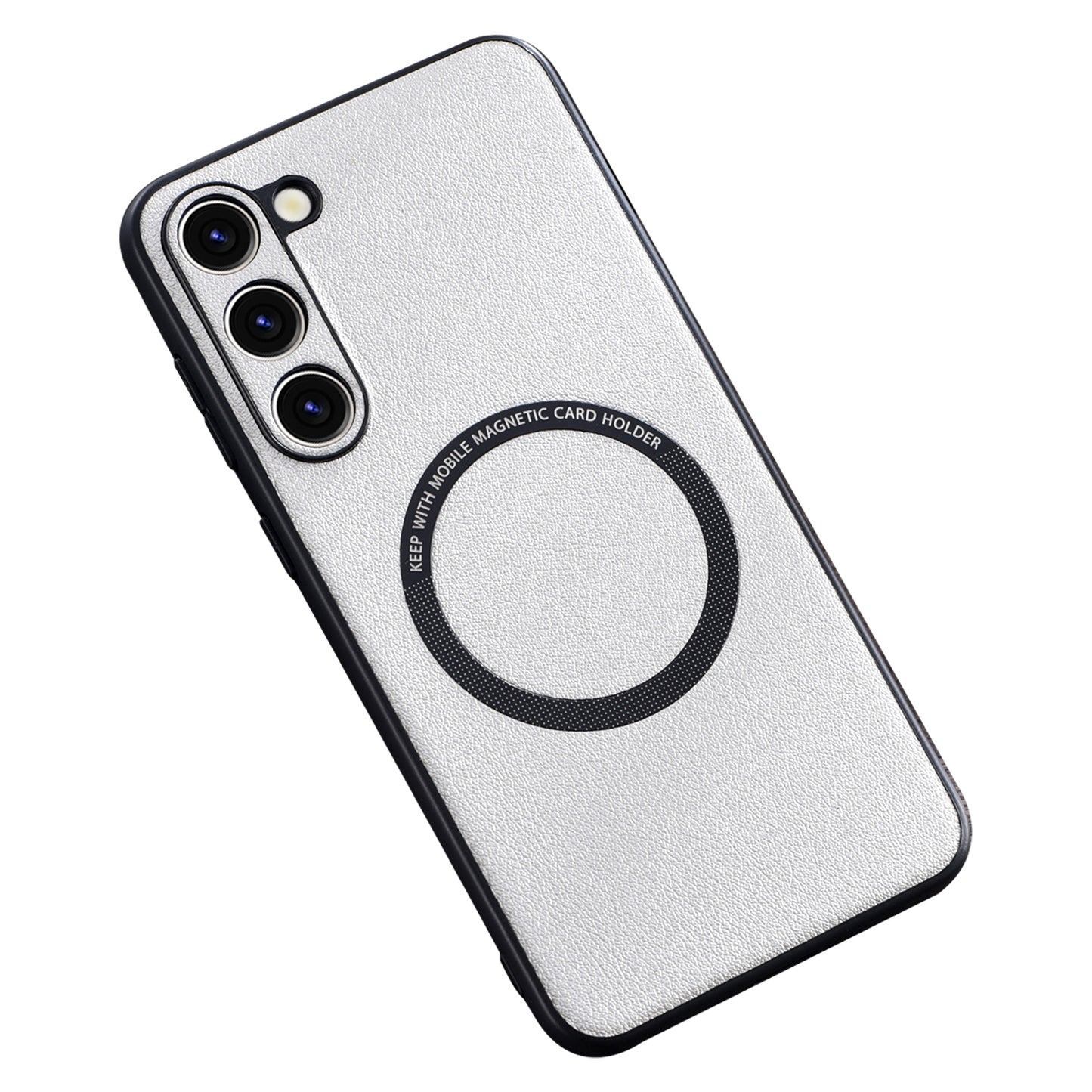For Samsung Galaxy S23 PU Leather Coated TPU+PC Case Phone Back Cover Compatible with MagSafe Charger
