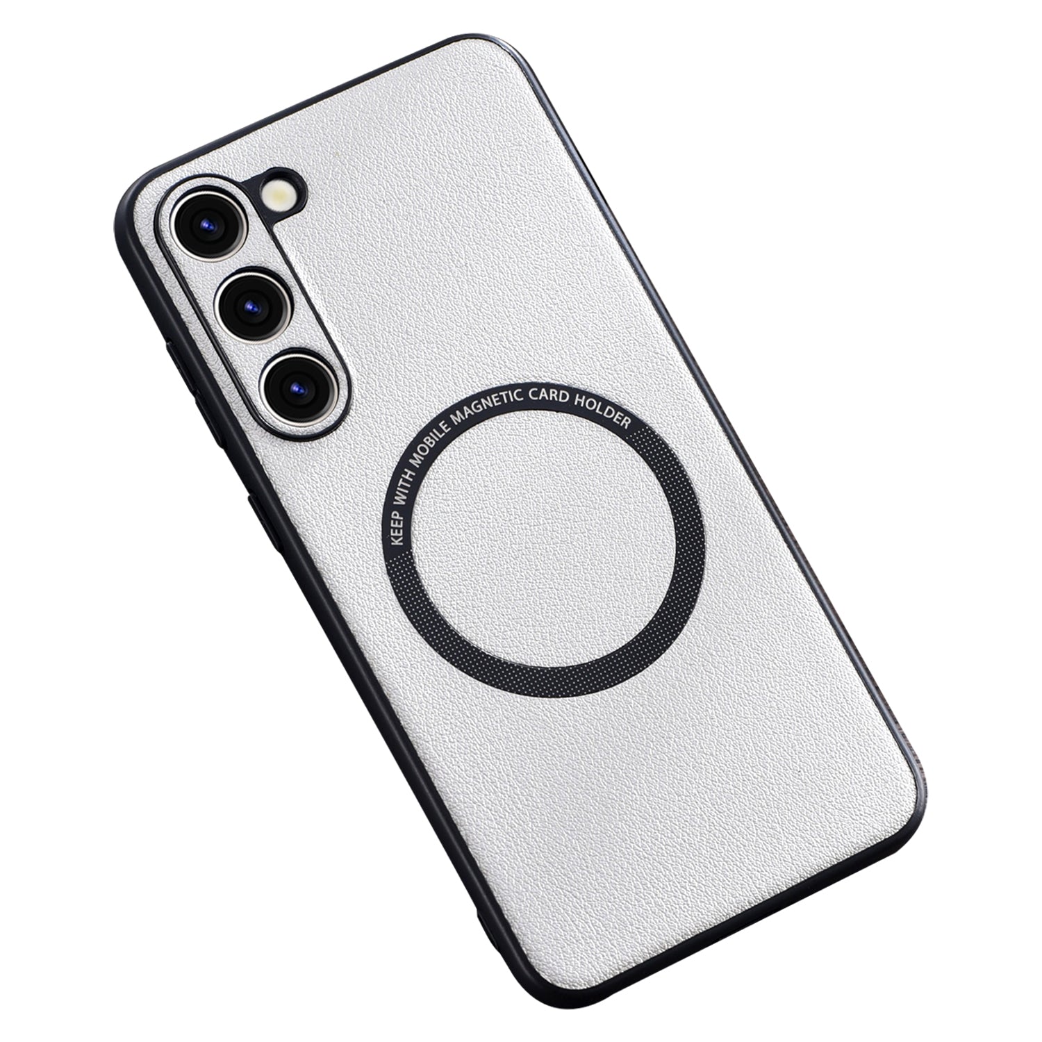 For Samsung Galaxy S23 PU Leather Coated TPU+PC Case Phone Back Cover Compatible with MagSafe Charger