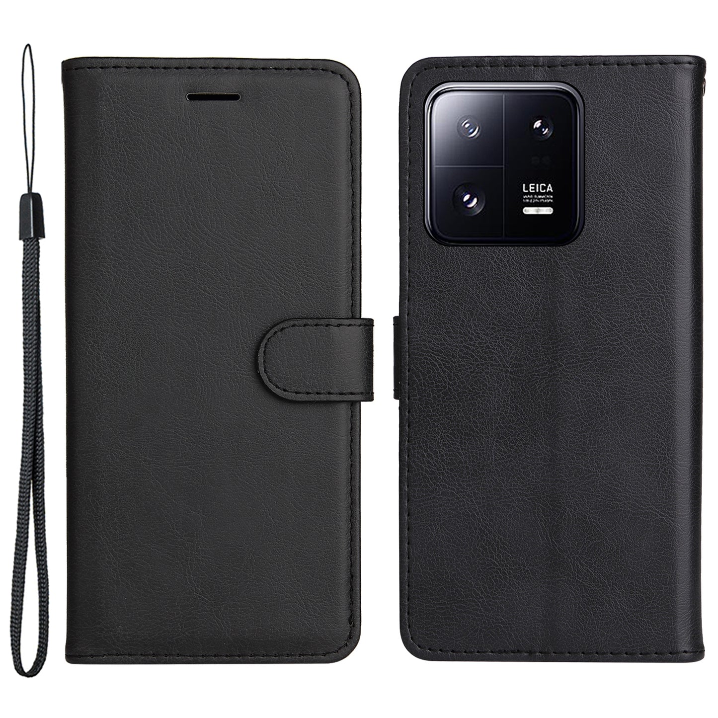 KT Leather Series-2 for Xiaomi 13 Pro 5G Phone Case Wallet PU Leather Phone Stand Cover with Strap