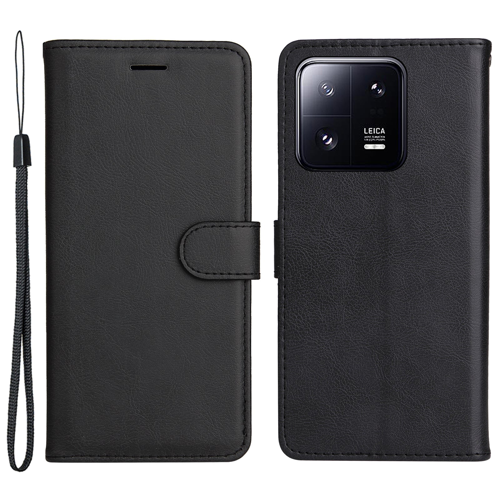 KT Leather Series-2 for Xiaomi 13 Pro 5G Phone Case Wallet PU Leather Phone Stand Cover with Strap