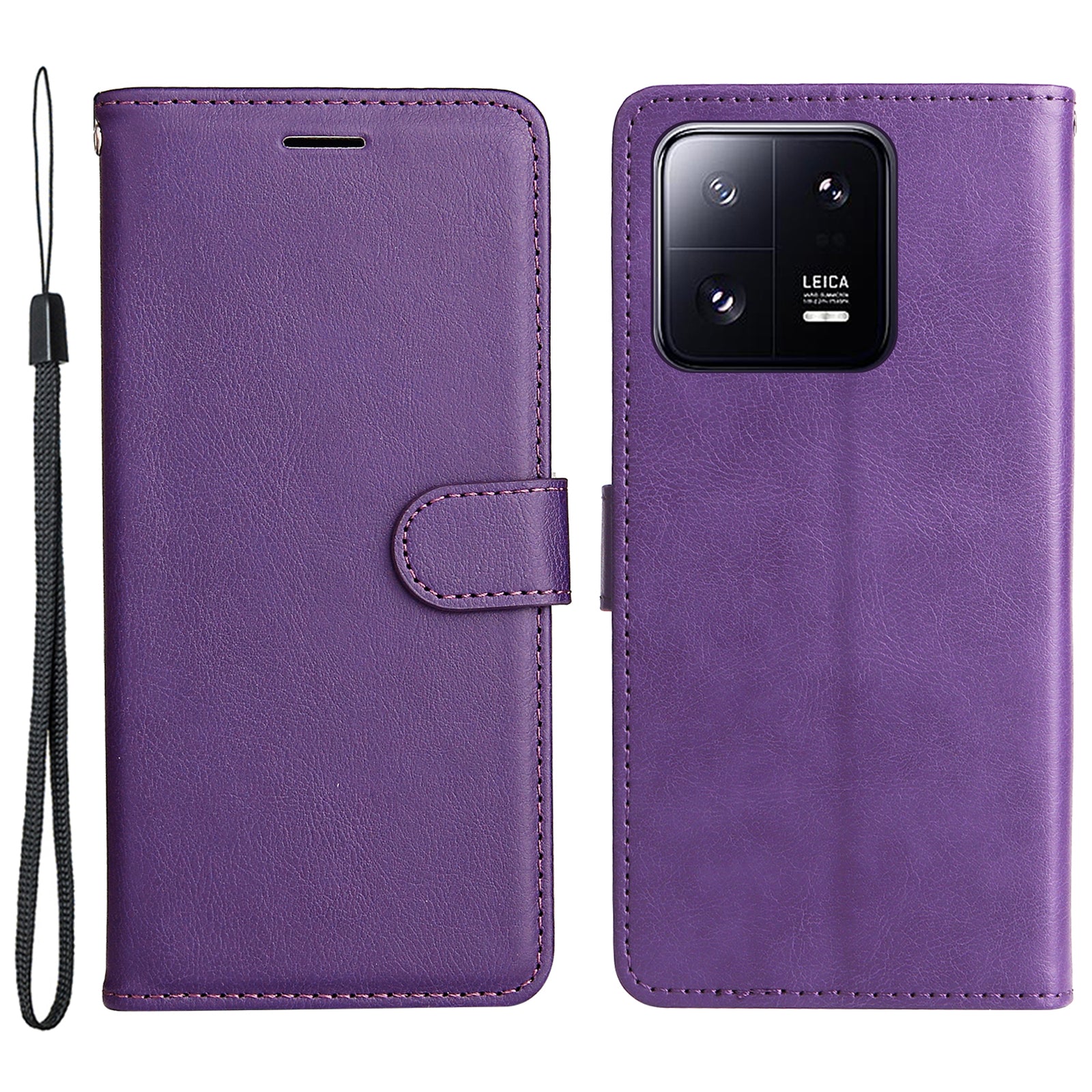 KT Leather Series-2 for Xiaomi 13 Pro 5G Phone Case Wallet PU Leather Phone Stand Cover with Strap