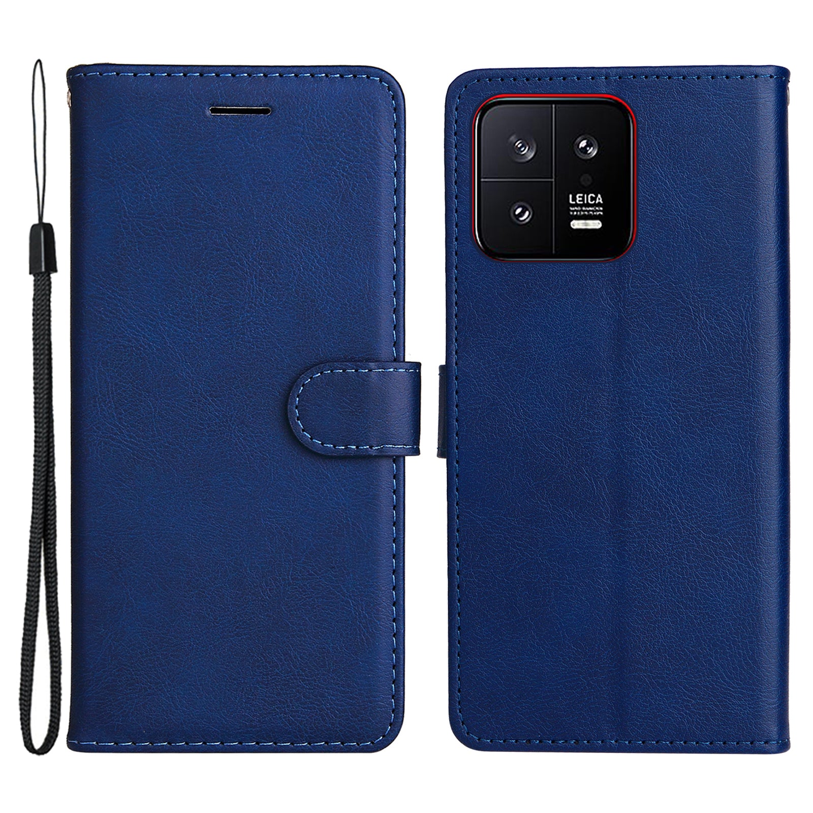KT Leather Series-2 for Xiaomi 13 5G Solid Color Phone Stand Case PU Leather Wallet Cover with Strap