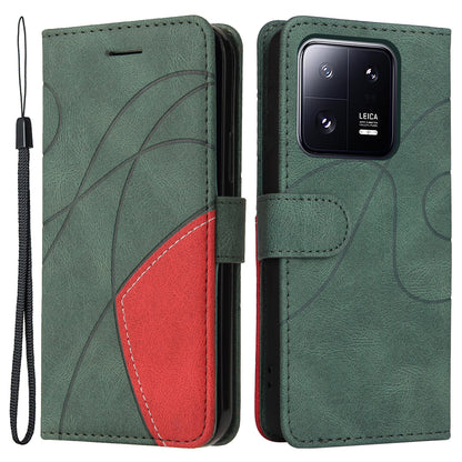 KT Leather Series-1 for Xiaomi 13 Pro 5G Phone Stand Case Dual-color Splicing PU Leather Wallet Cover