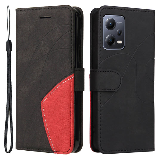 KT Leather Series-1 for Xiaomi Redmi Note 12 5G (Global) / (India) / (China) / Poco X5 5G Phone Case Wallet Stand Dual-color Splicing Leather Cover