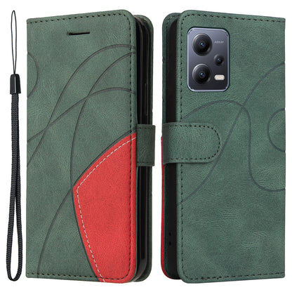 KT Leather Series-1 for Xiaomi Redmi Note 12 5G (Global) / (India) / (China) / Poco X5 5G Phone Case Wallet Stand Dual-color Splicing Leather Cover