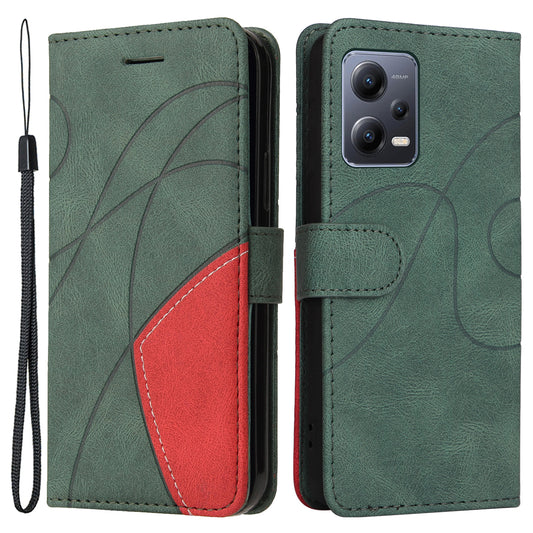 KT Leather Series-1 for Xiaomi Redmi Note 12 5G (Global) / (India) / (China) / Poco X5 5G Phone Case Wallet Stand Dual-color Splicing Leather Cover