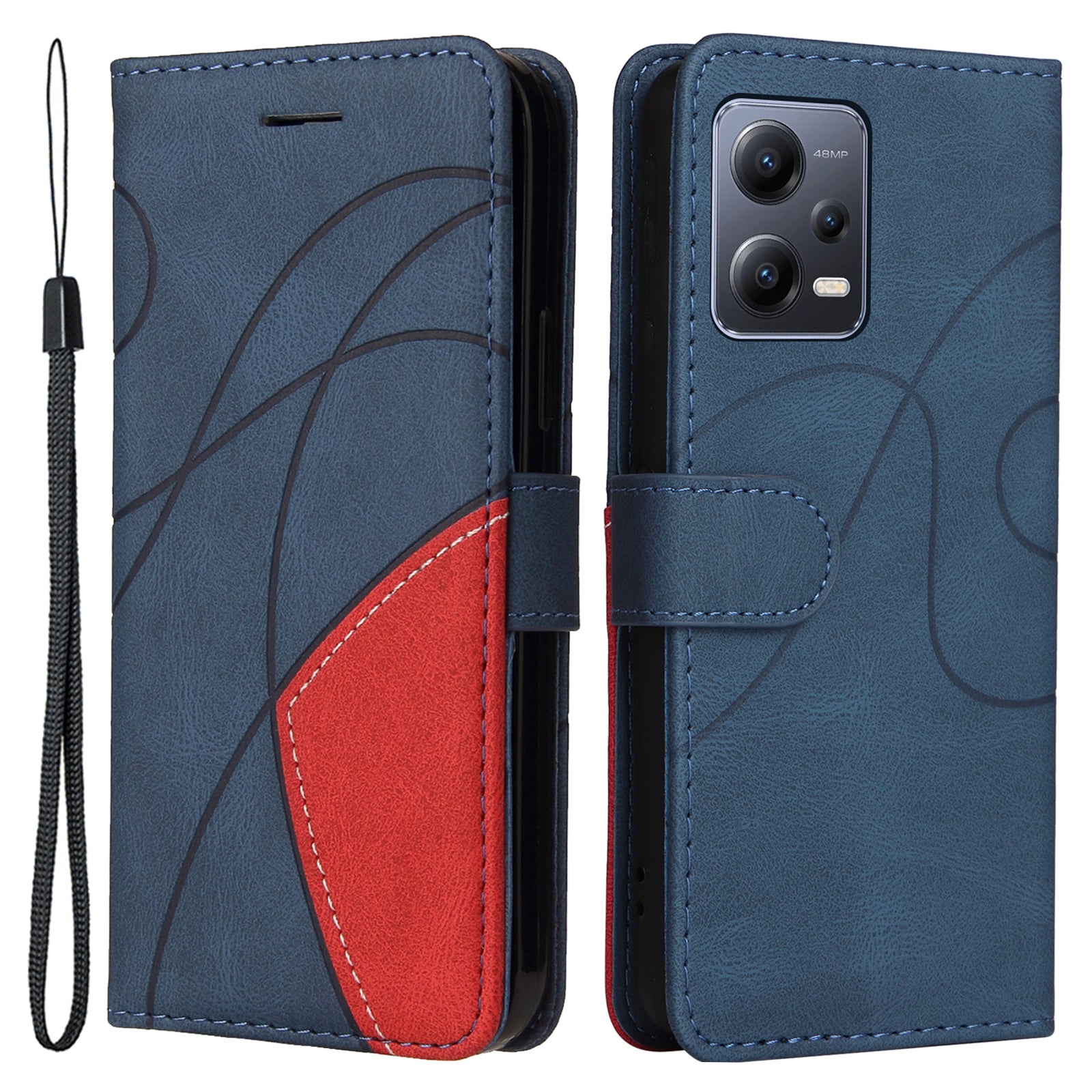 KT Leather Series-1 for Xiaomi Redmi Note 12 5G (Global) / (India) / (China) / Poco X5 5G Phone Case Wallet Stand Dual-color Splicing Leather Cover