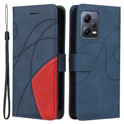 KT Leather Series-1 for Xiaomi Redmi Note 12 5G (Global) / (India) / (China) / Poco X5 5G Phone Case Wallet Stand Dual-color Splicing Leather Cover