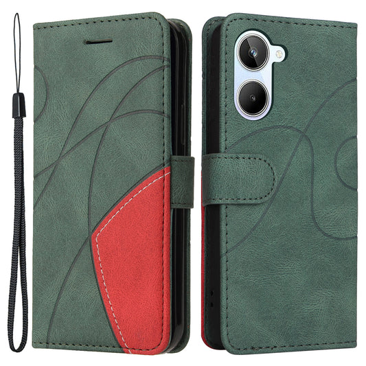 KT Leather Series-1 for Realme 10 4G Dual-color Splicing Leather Phone Case Phone Wallet Stand Cover