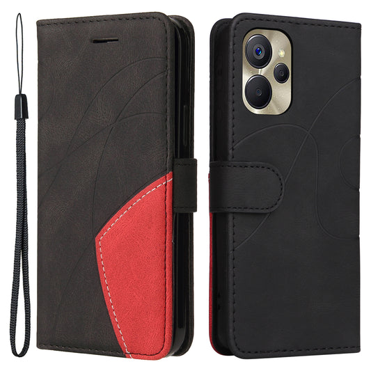 KT Leather Series-1 for Realme 9i 5G / 10 5G / V20 5G Wallet Phone Case Dual-color Splicing Leather Stand Cover