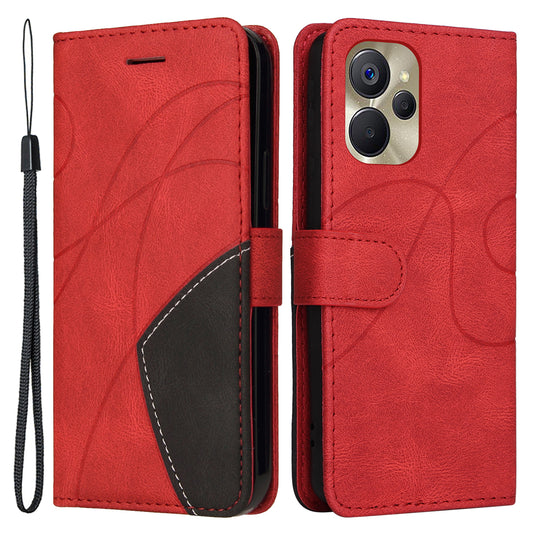 KT Leather Series-1 for Realme 9i 5G / 10 5G / V20 5G Wallet Phone Case Dual-color Splicing Leather Stand Cover