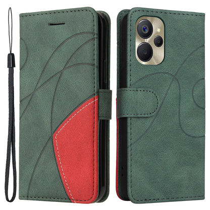 KT Leather Series-1 for Realme 9i 5G / 10 5G / V20 5G Wallet Phone Case Dual-color Splicing Leather Stand Cover