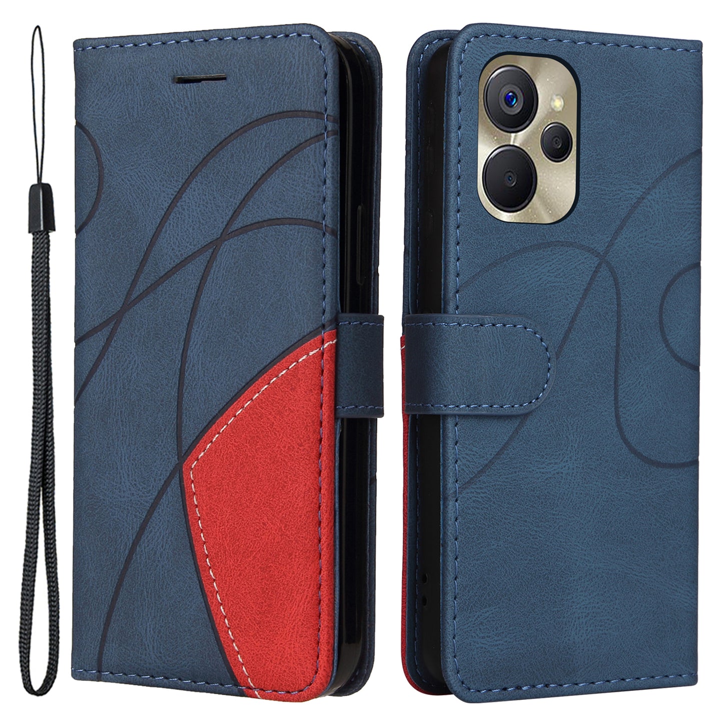 KT Leather Series-1 for Realme 9i 5G / 10 5G / V20 5G Wallet Phone Case Dual-color Splicing Leather Stand Cover